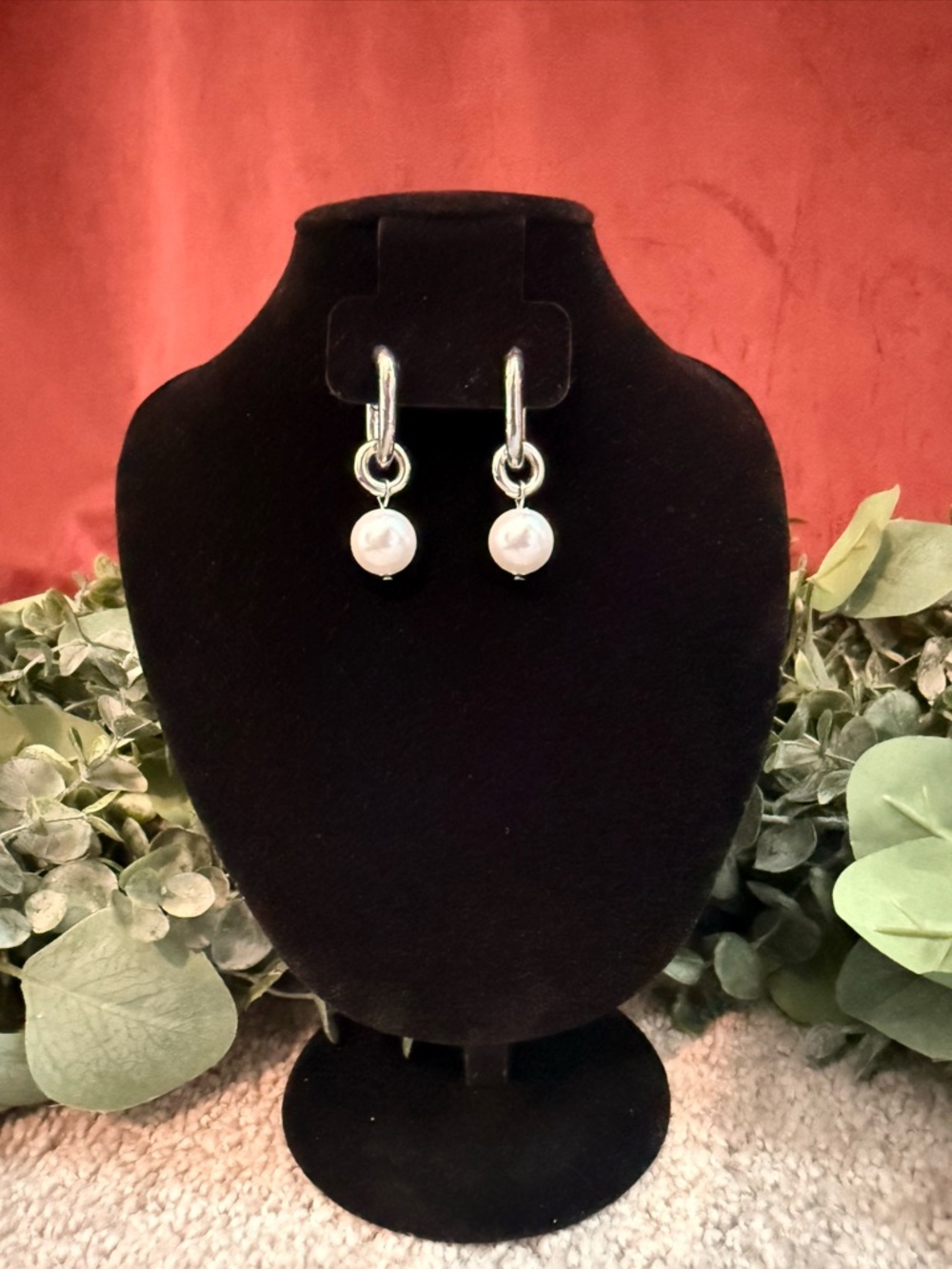 Pearl Drop Silver Earrings - White Pearl